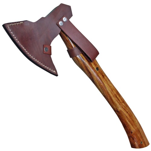 Haller, ax with damask blade, complete with leather scabbard